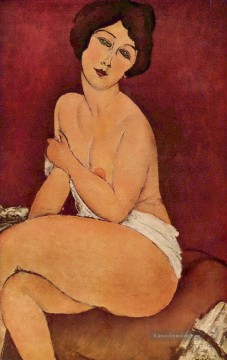  nackt - Nackt sitzt auf einem Divan Amedeo Modigliani